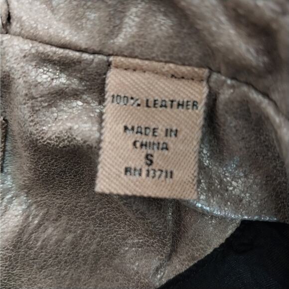 I.E.! GOLDEN TAN/BEIGE SHIMMER, FINE GENUINE LEATHER CROPPED JACKET, COAT! SZ S - Picture 9 of 12